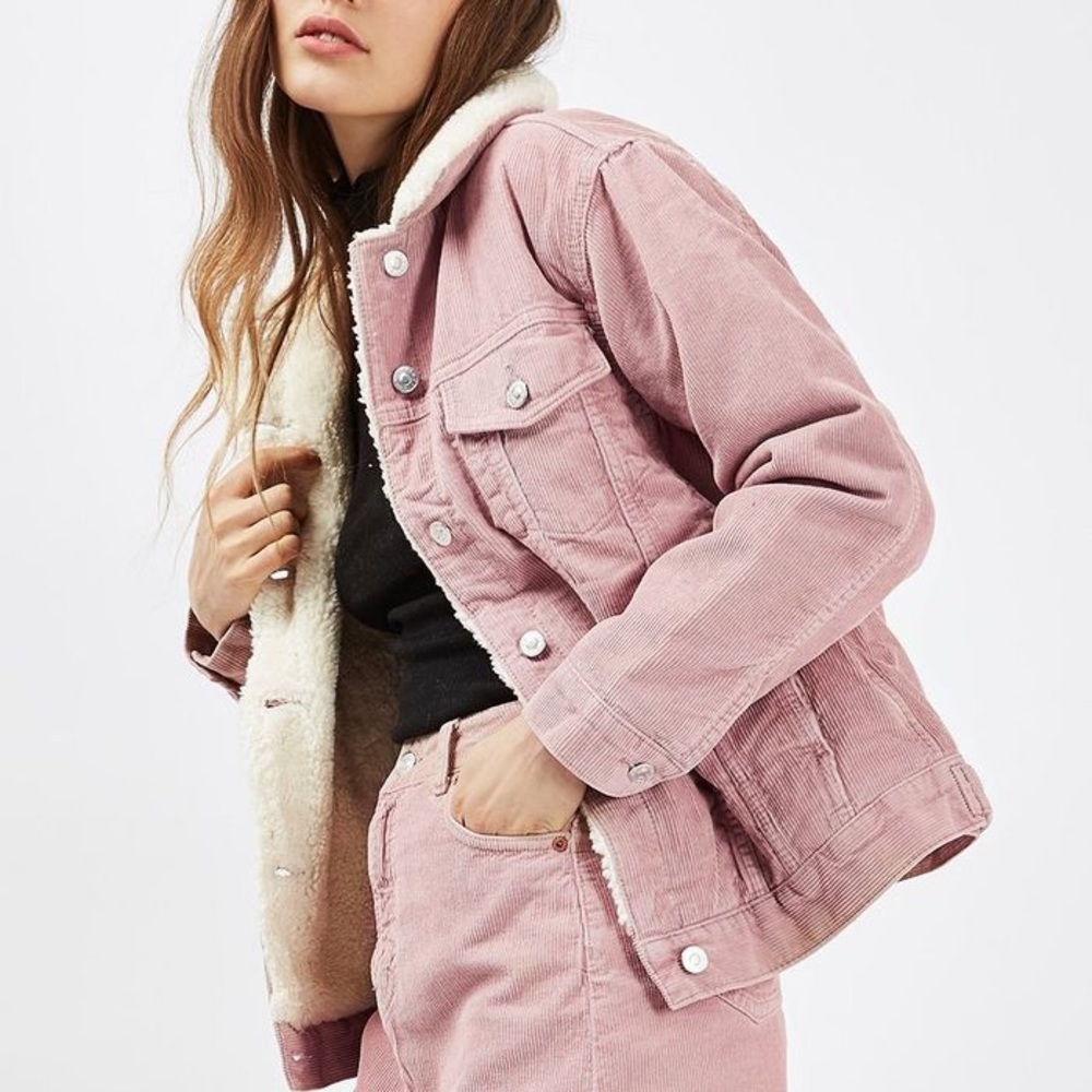Topshop Pink Corduroy Pink Jacket